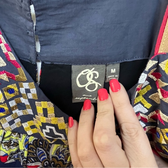 Anthropologie One September Cosima Dress Boho Scarf Print Midi Loose Medium - Picture 6 of 11